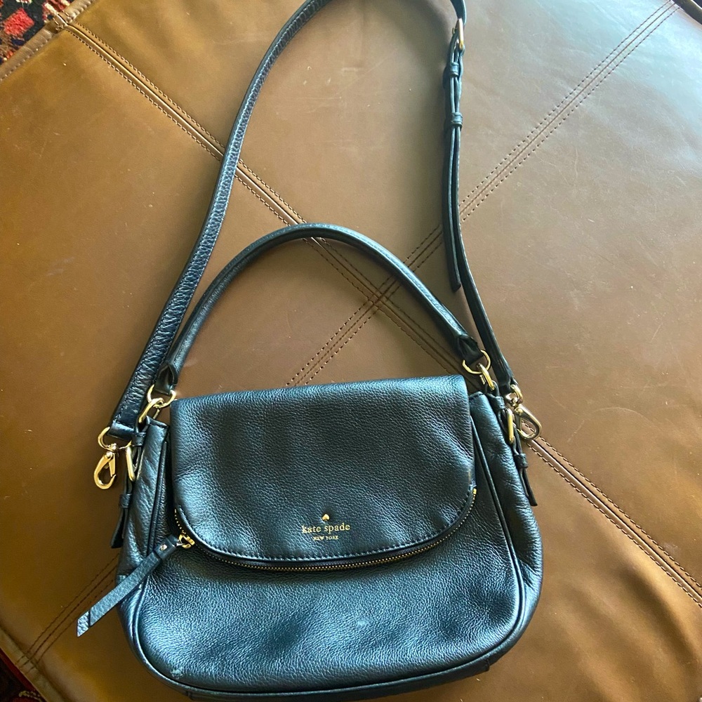 Kate Spade black leather crossbody shoulder bag